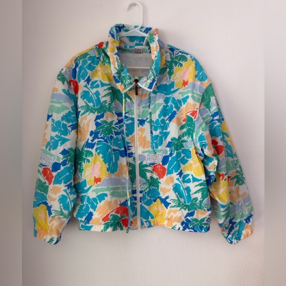Vintage Head Sportswear Tropical Beach Theme Lined Jacket Women's M/L - Picture 1 of 10